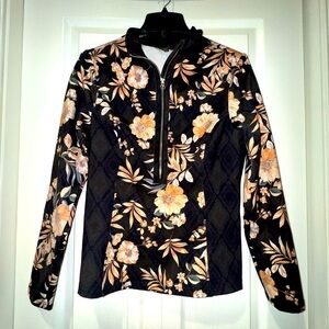 JOHNNY WAS NIDO BLOCKED ATHLETIC MOCK NECK PULLOVER. Size L. EUC